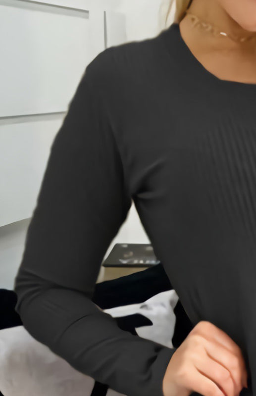 Ladies Casual Side Button Slits Knit Top