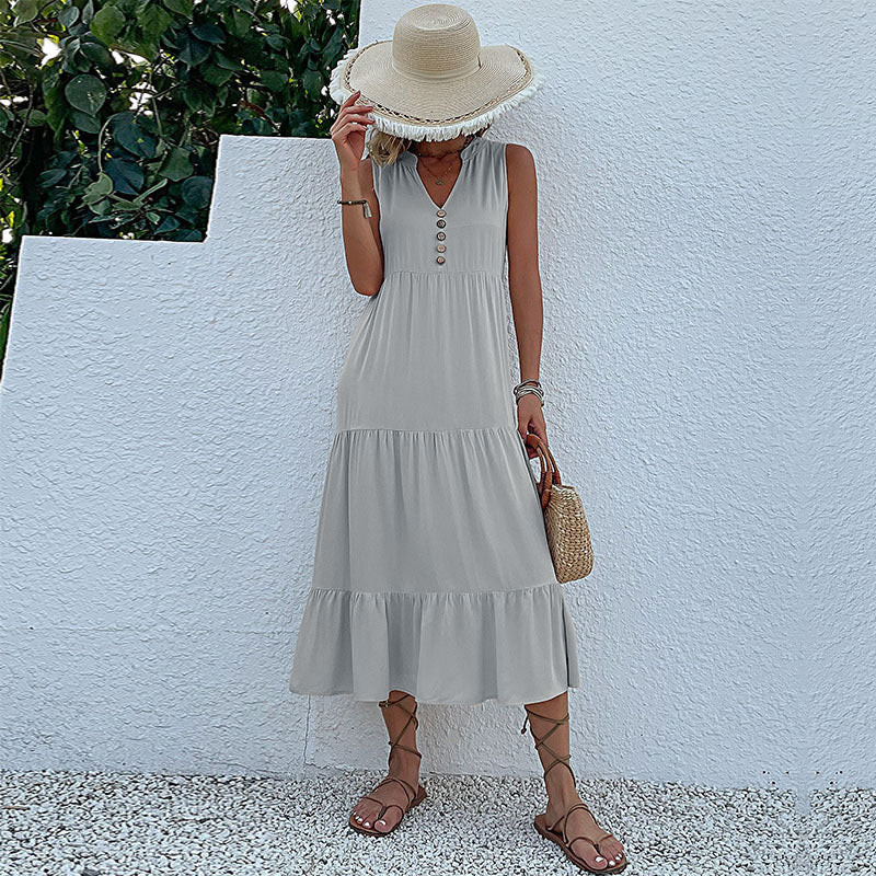 Women's Sundress Sleeveless Loose Casual Solid Color Dress