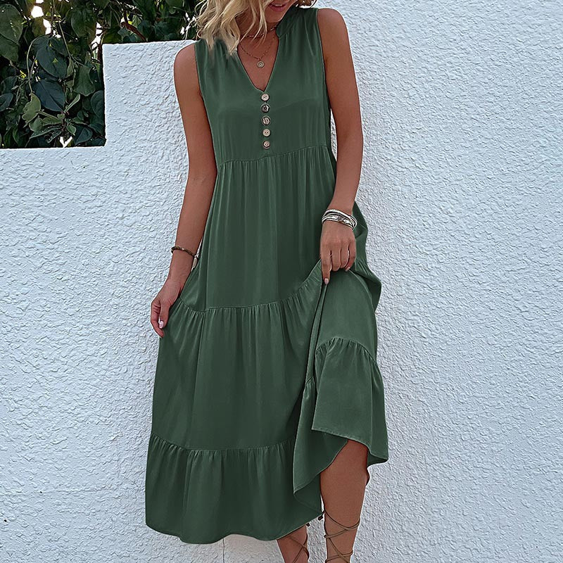 Women's Sundress Sleeveless Loose Casual Solid Color Dress