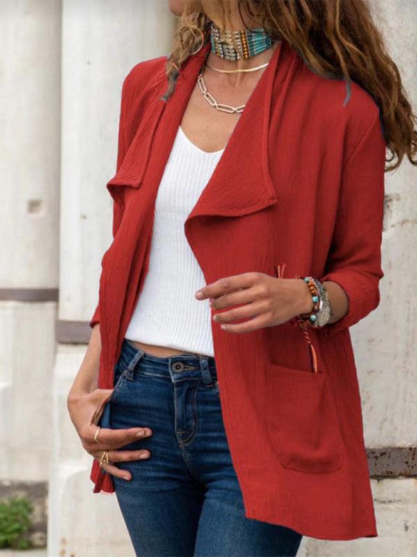 Solid Color Short Casual Versatile Cardigan Coat