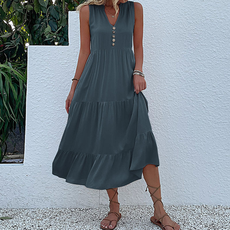 Women's Sundress Sleeveless Loose Casual Solid Color Dress