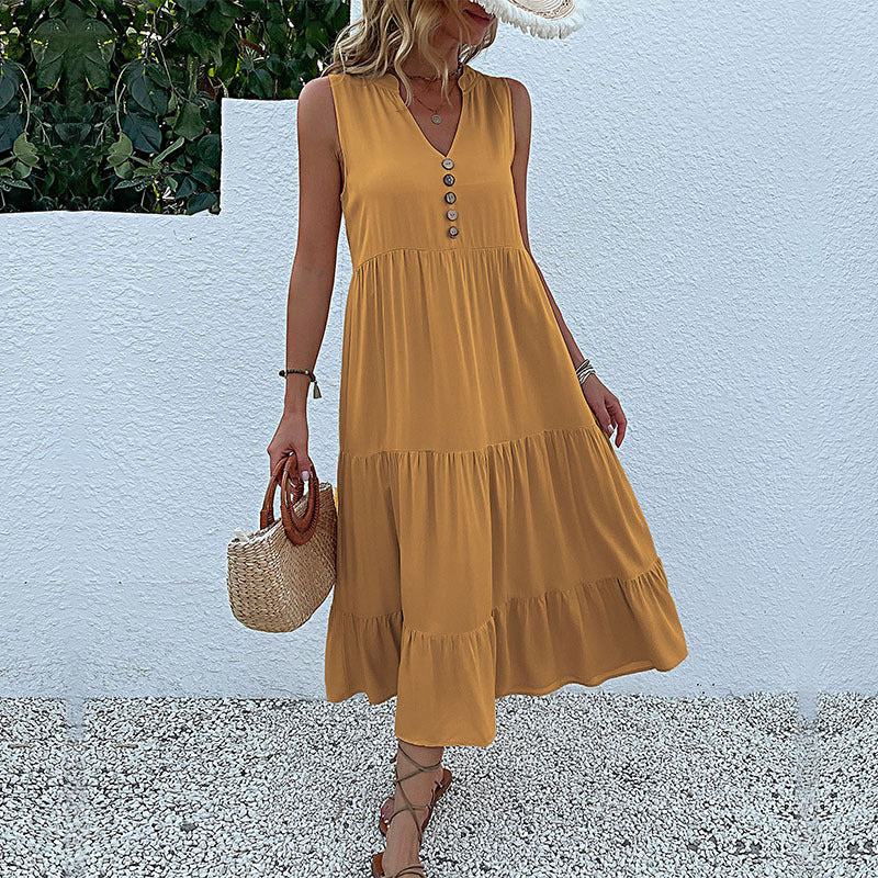 Women's Sundress Sleeveless Loose Casual Solid Color Dress