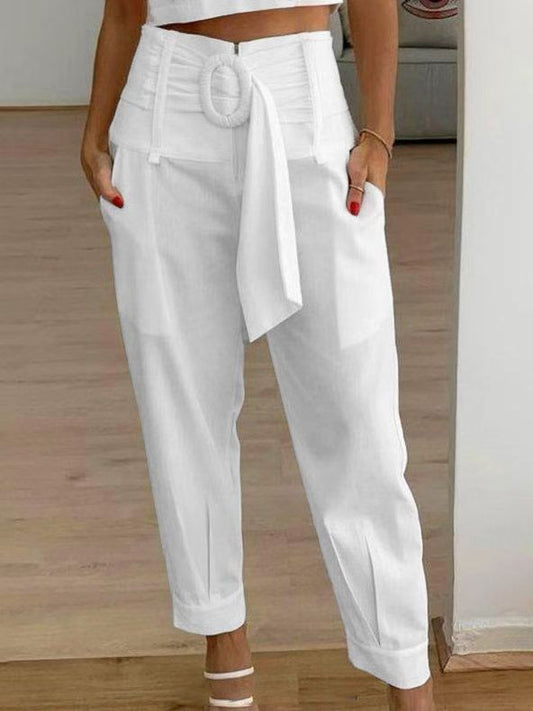 Women's Casual Cropped High Waist Pants