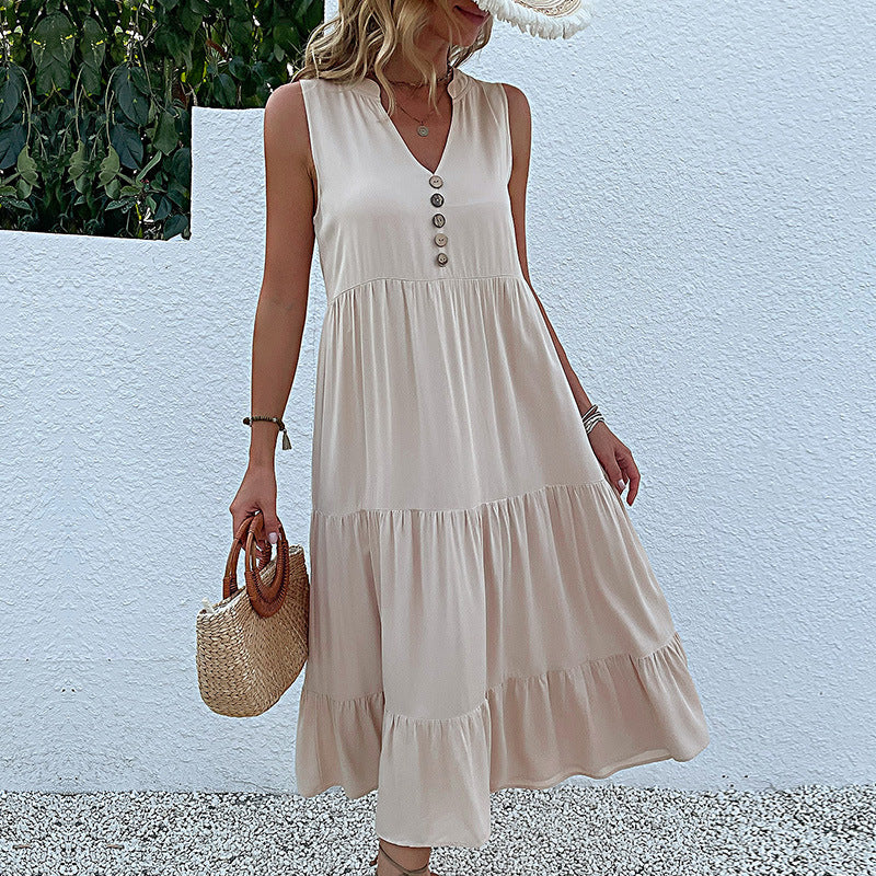 Women's Sundress Sleeveless Loose Casual Solid Color Dress