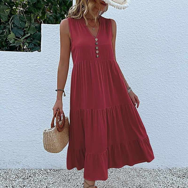 Women's Sundress Sleeveless Loose Casual Solid Color Dress