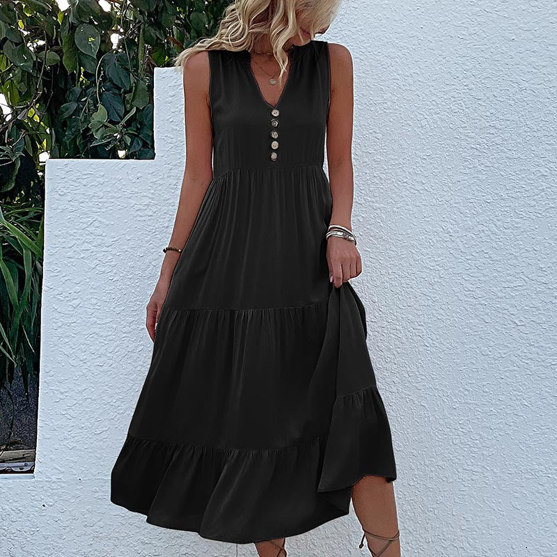 Women's Sundress Sleeveless Loose Casual Solid Color Dress