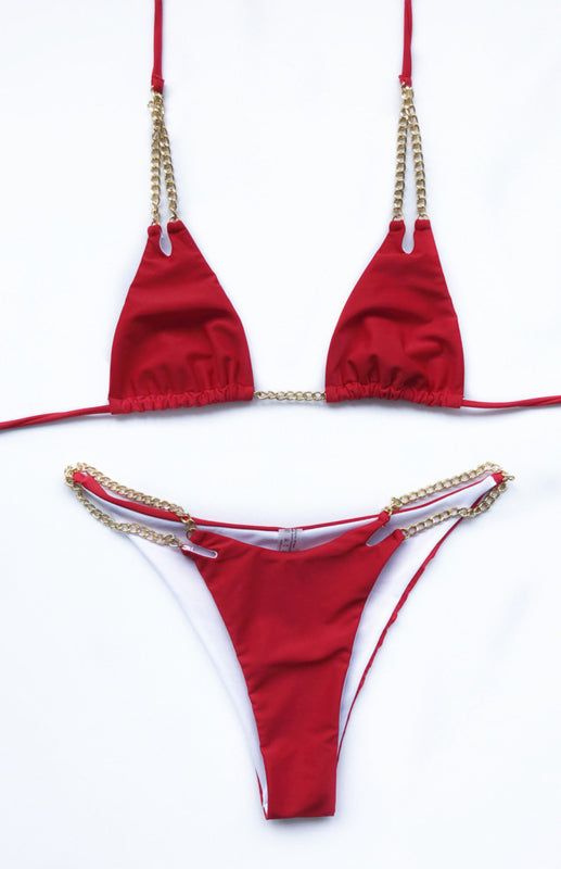 Women's Sexy Chain Split Bikini Swimsuit