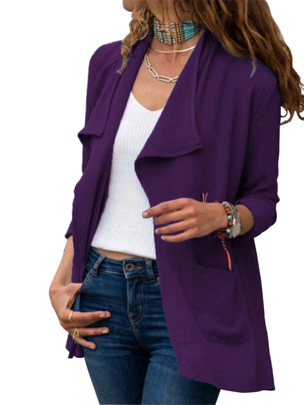 Solid Color Short Casual Versatile Cardigan Coat