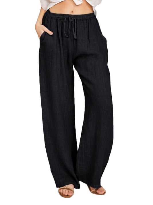 Women's Casual Cotton Loose Pocket Drawstring Pants