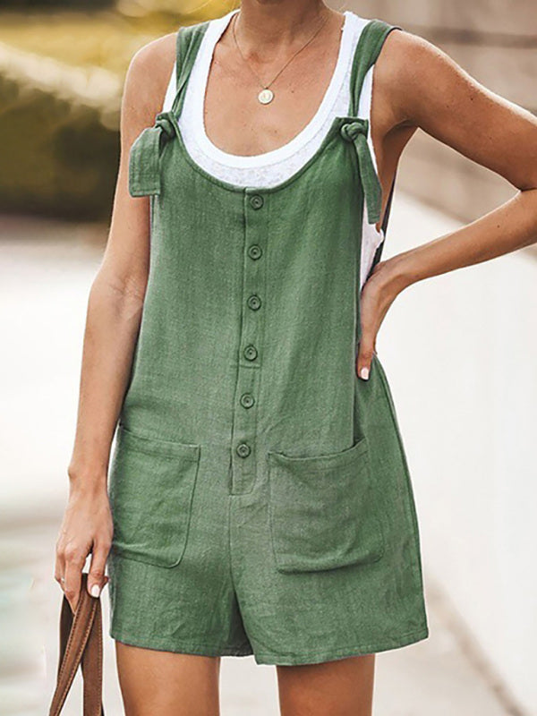 Ladies Daisy Cotton Linen Romper
