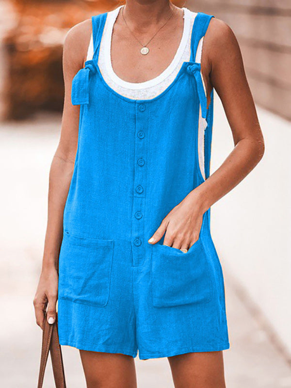 Ladies Daisy Cotton Linen Romper