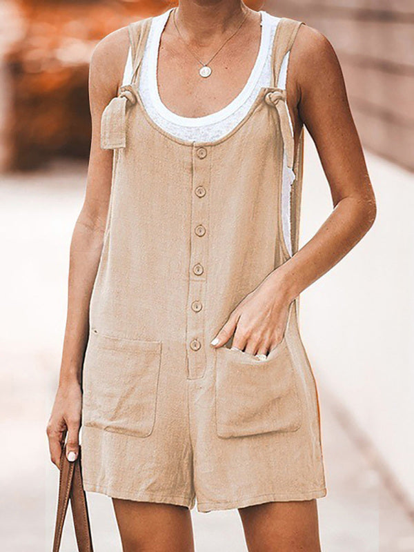Ladies Daisy Cotton Linen Romper