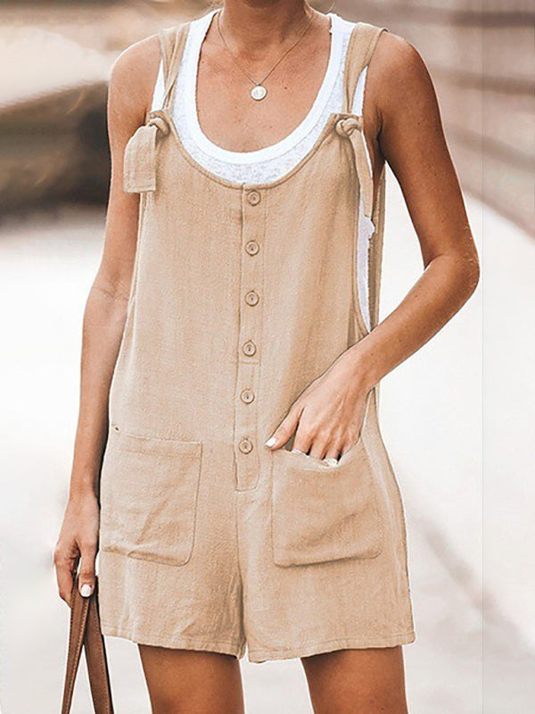 Ladies Daisy Cotton Linen Romper