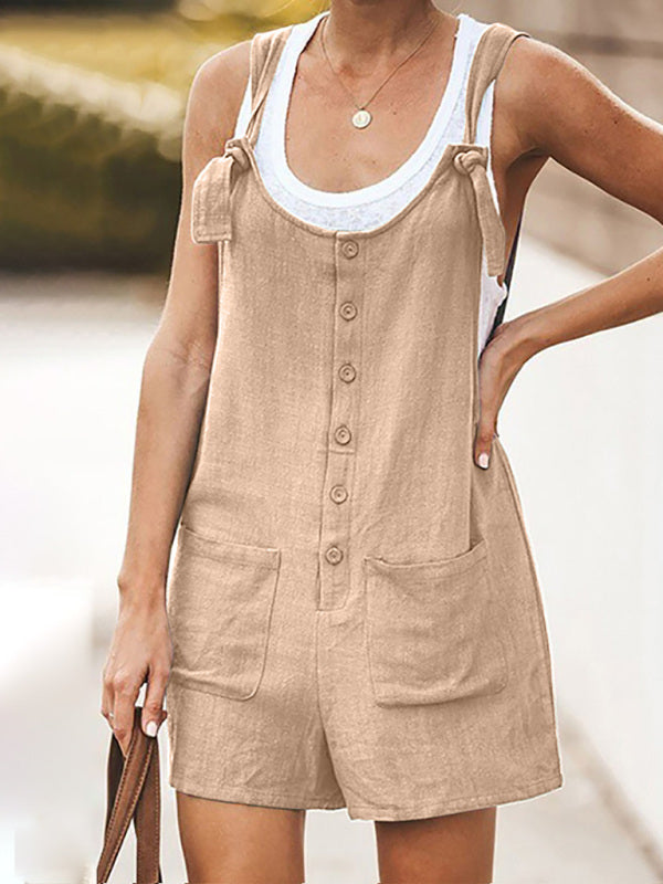 Ladies Daisy Cotton Linen Romper
