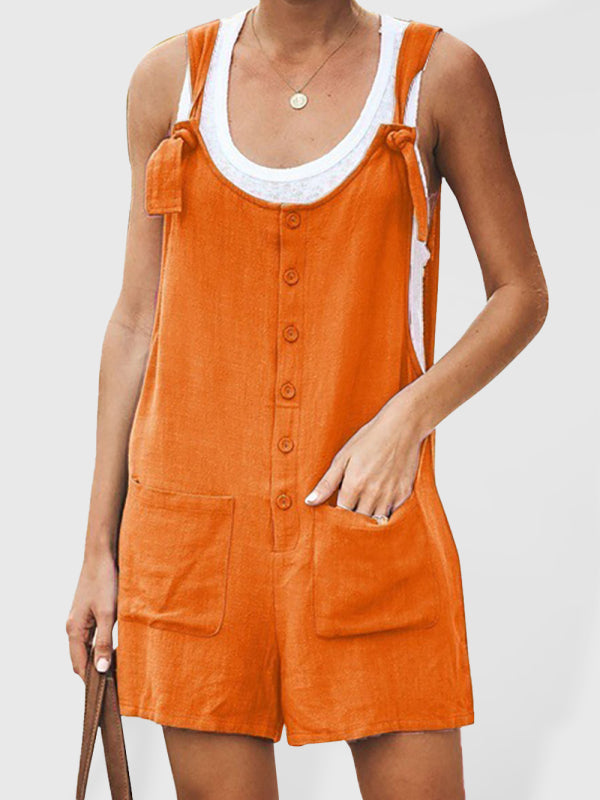 Ladies Daisy Cotton Linen Romper