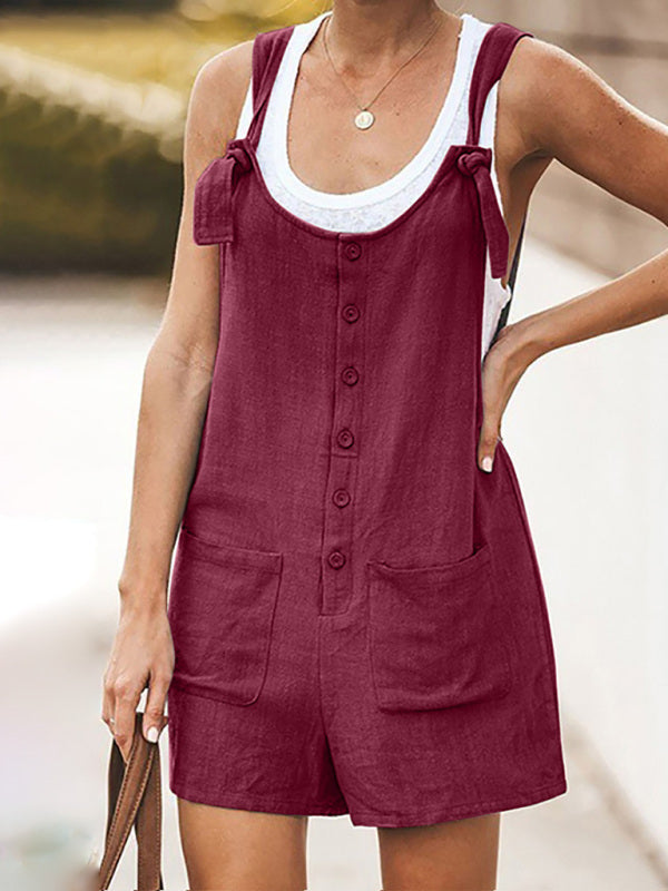 Ladies Daisy Cotton Linen Romper