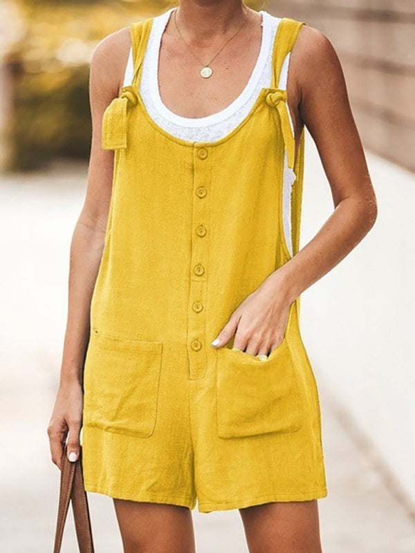 Ladies Daisy Cotton Linen Romper