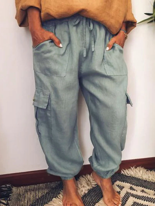 New Pocket Casual Pants Lace-Up Pants.