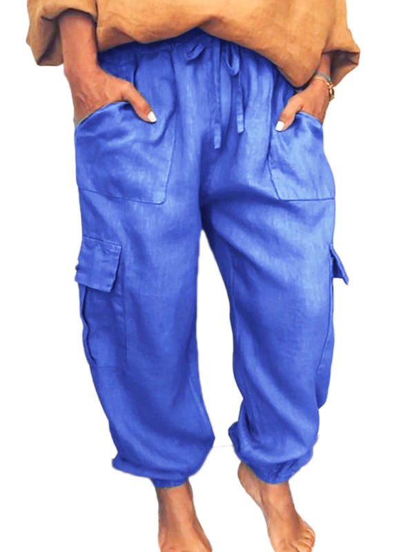 New Pocket Casual Pants Lace-Up Pants.