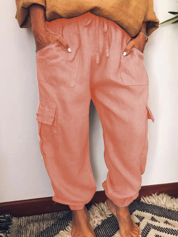 New Pocket Casual Pants Lace-Up Pants.