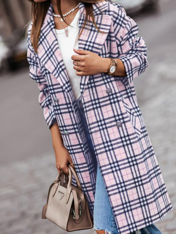 Ladies' Fashionable Double-Breasted Woolen Coat