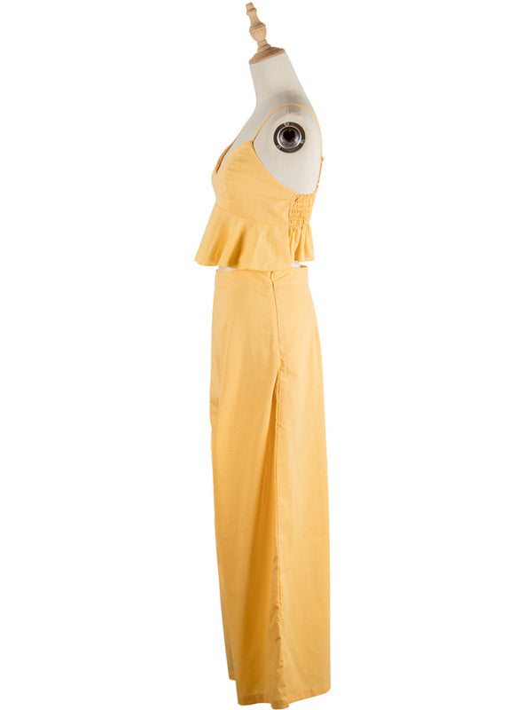 Solid Colour Matching Top & Pants Set