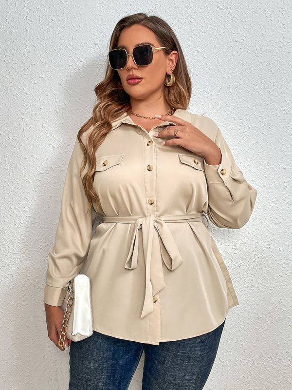 Cream Button Up Belted Top