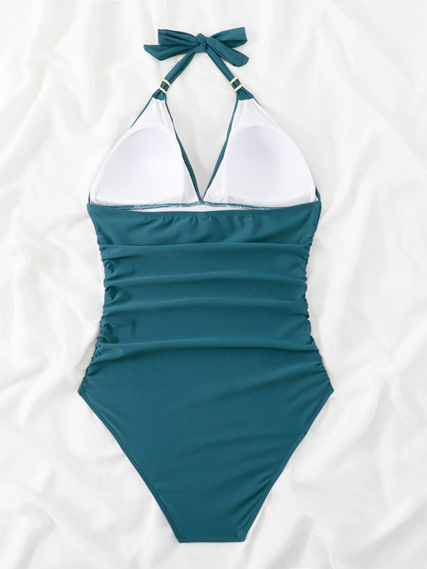 One Piece Swimsuit Conservative Halter Backless Swimsuit