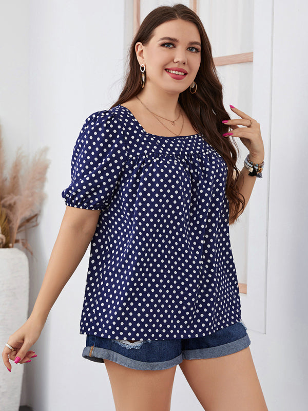 Chiffon Round Neck Polka Dot Top