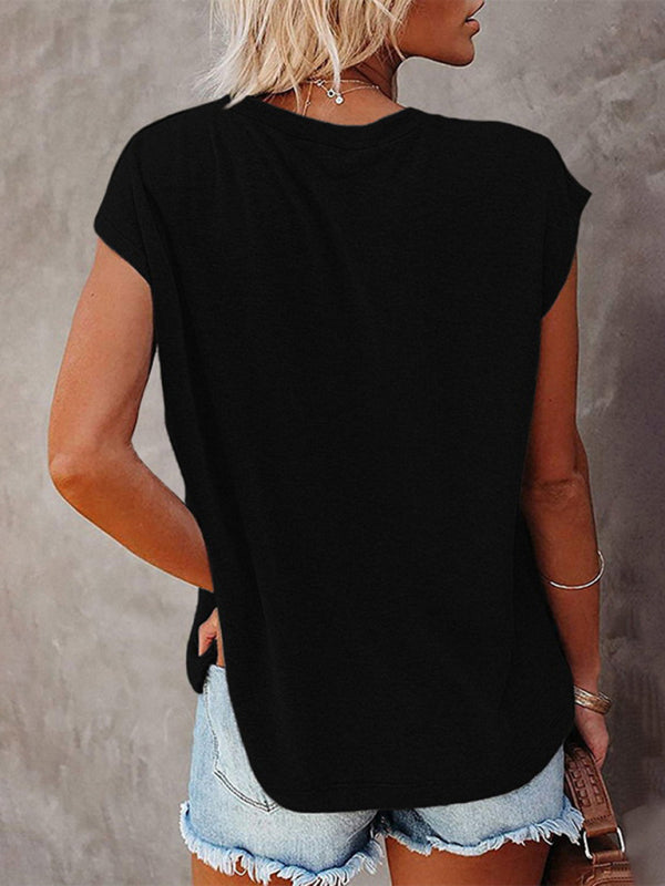 Women's Off Shoulder Round Neck Short Sleeve T-Shirt