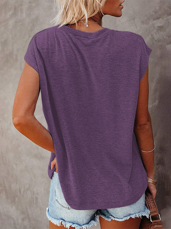 Women's Off Shoulder Round Neck Short Sleeve T-Shirt