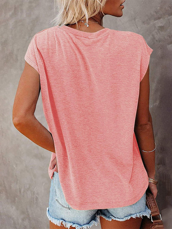 Women's Off Shoulder Round Neck Short Sleeve T-Shirt