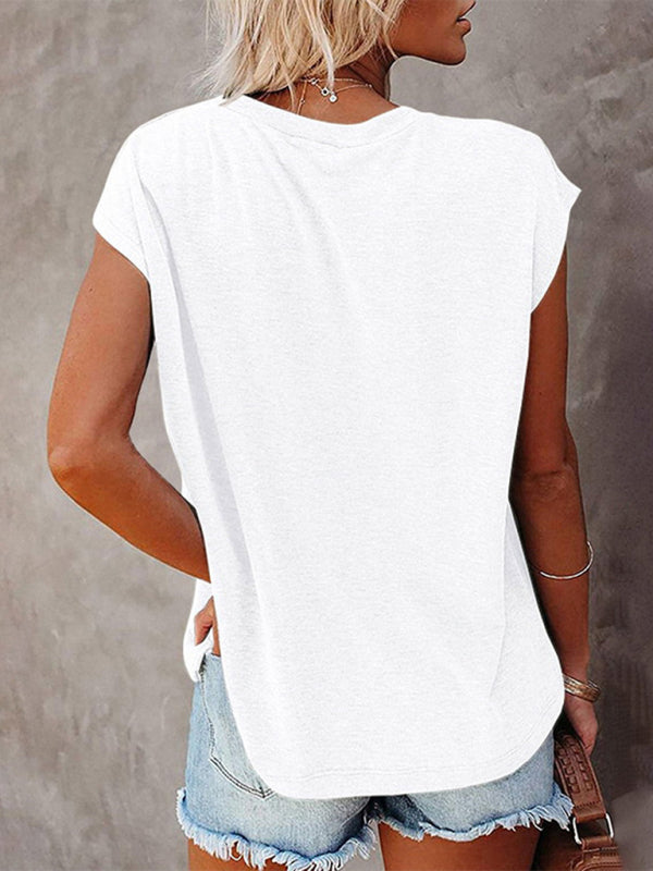 Women's Off Shoulder Round Neck Short Sleeve T-Shirt