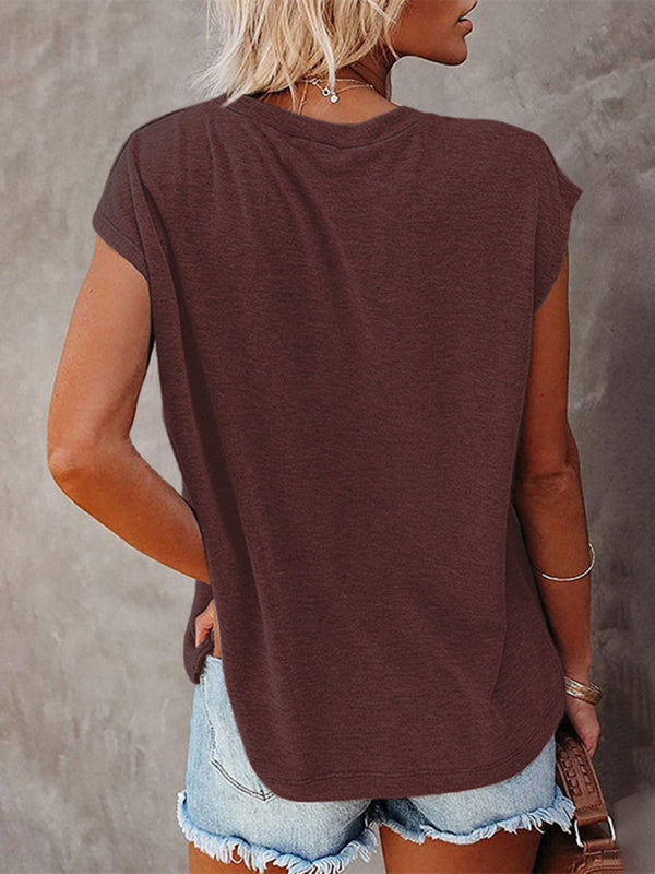 Women's Off Shoulder Round Neck Short Sleeve T-Shirt