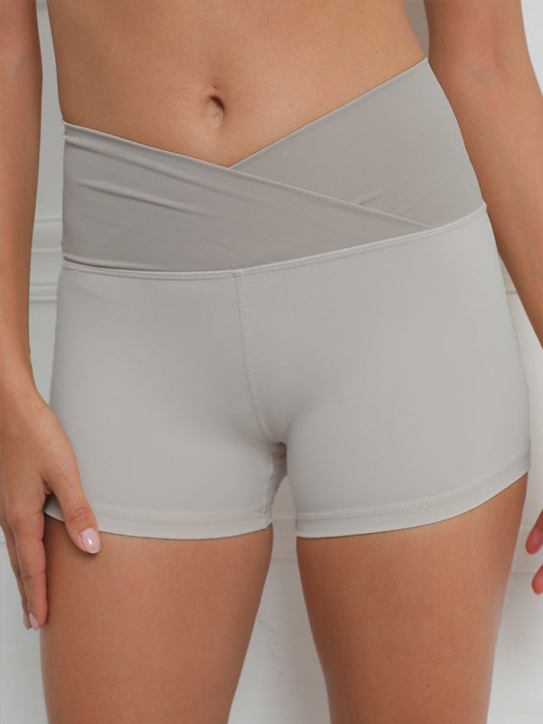 Contrasting color panel fitness sports yoga shorts