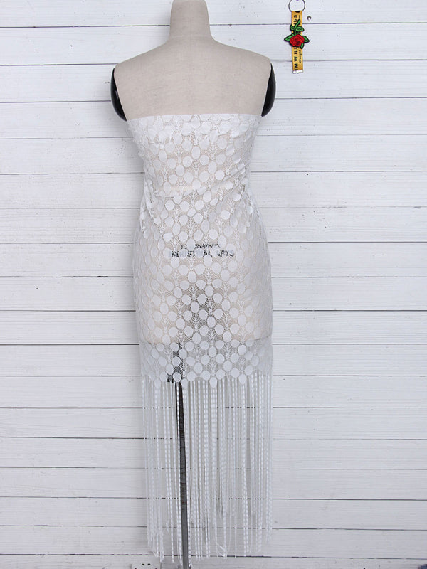Women's hollow beach lace fringed blouse skirt