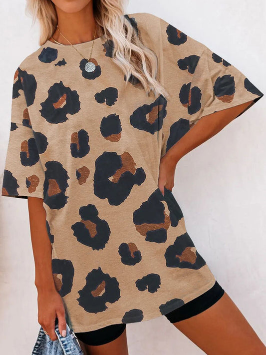 Women's Leopard Print Short Sleeve T-shirt