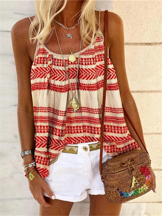 Summer Loose Casual Geometric Print Camisole