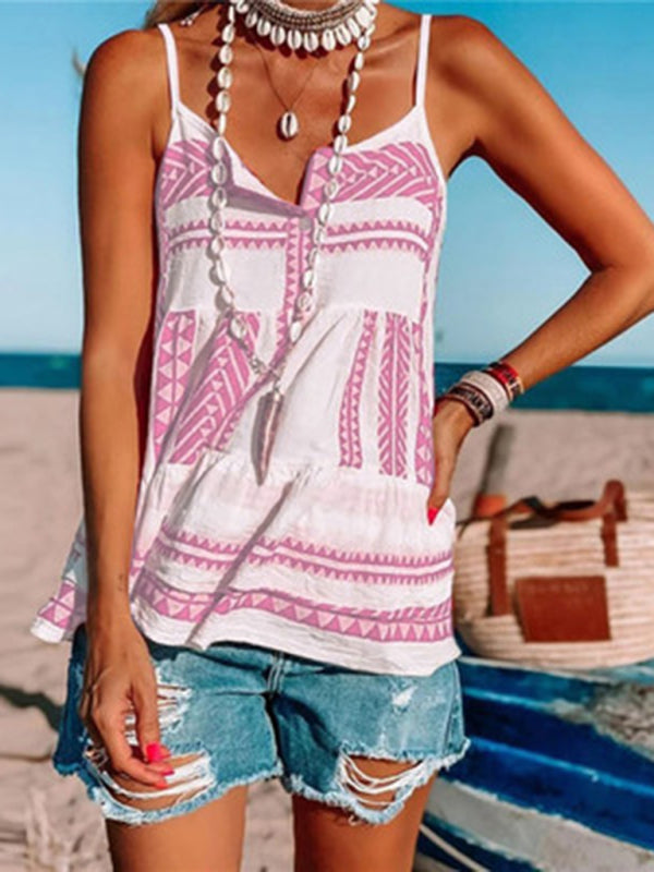 Women's Button-up Printed Tank