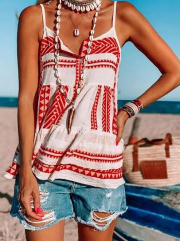 Women's Button-up Printed Tank