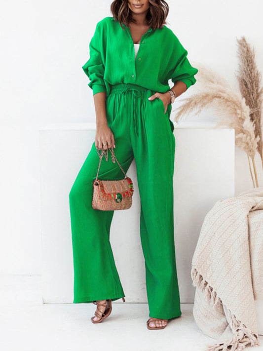 Collar Blouse & Trouser Set