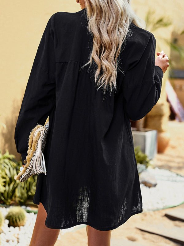 Temperament commuting solid color long-sleeved top