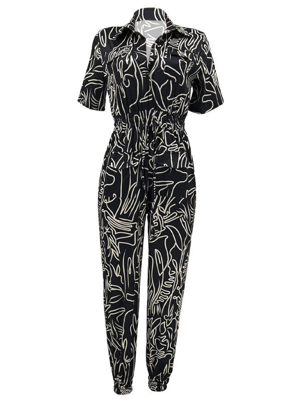 Women's Fashion Casual Short Sleeve Slim Fit Jumpsuit