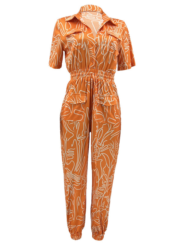 Women's Fashion Casual Short Sleeve Slim Fit Jumpsuit