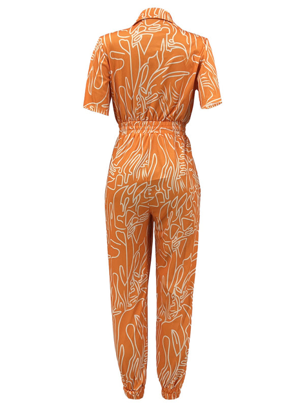 Women's Fashion Casual Short Sleeve Slim Fit Jumpsuit