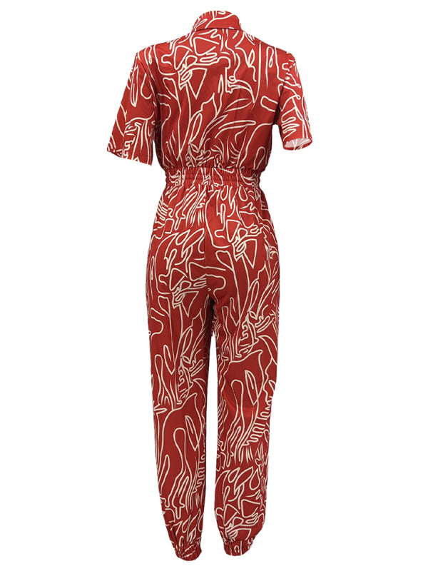 Women's Fashion Casual Short Sleeve Slim Fit Jumpsuit