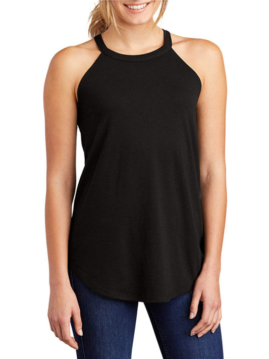 Halter Neck Round Hem Tank Top