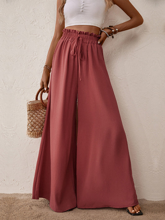 Ruffled Waisted Wide Leg Pant