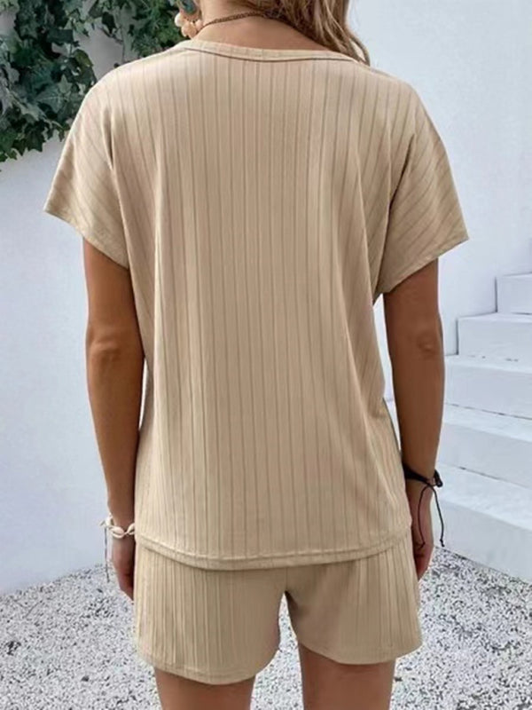Casual Knitted Two Piece Shorts Set
