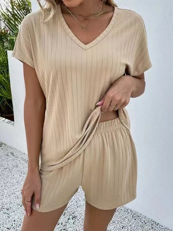 Casual Knitted Two Piece Shorts Set